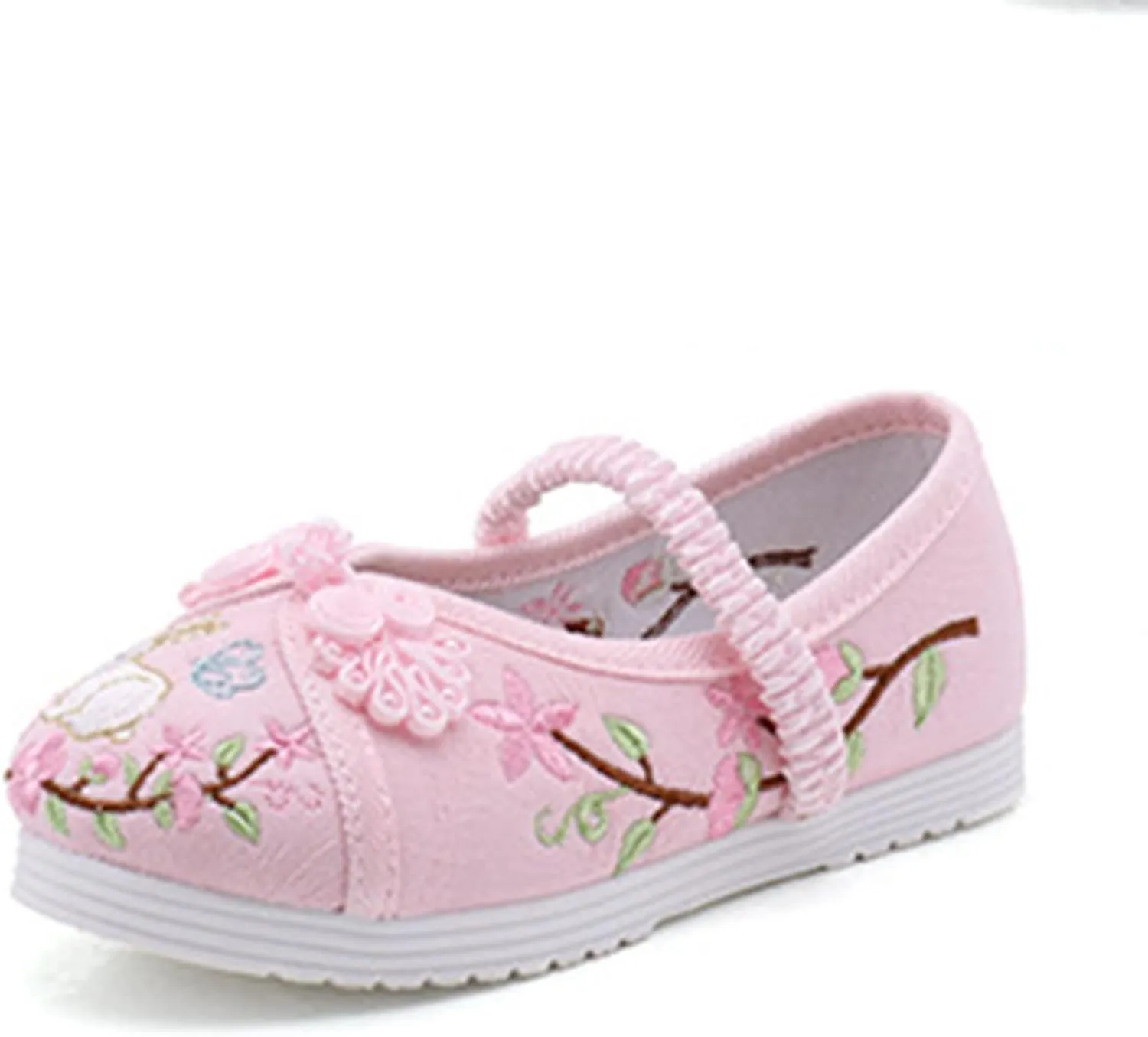 Girl Mary Jane Dance Shoes Chinese Traditional Floral Butterfly Embroidery Shoes Dress Ballet Flats