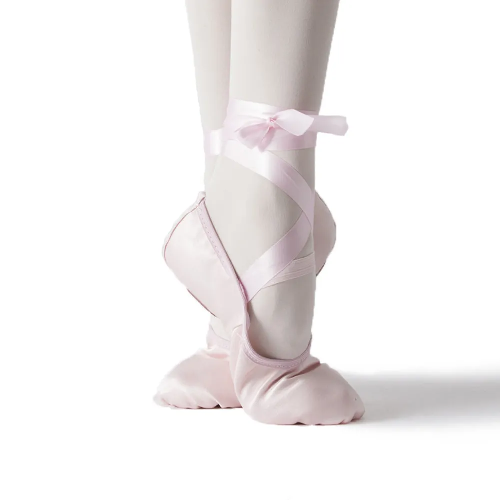 Girl's Ballet Slippers Ballerina Gymnastic Flats with Ribbons