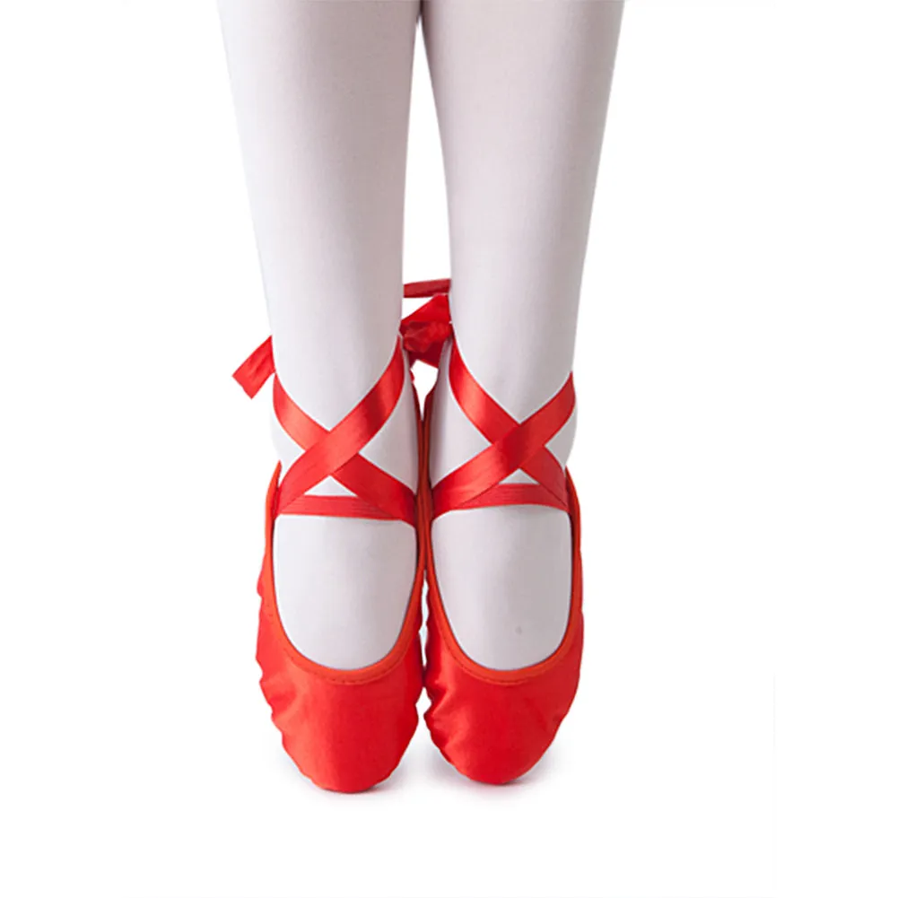 Girl's Ballet Slippers Ballerina Gymnastic Flats with Ribbons