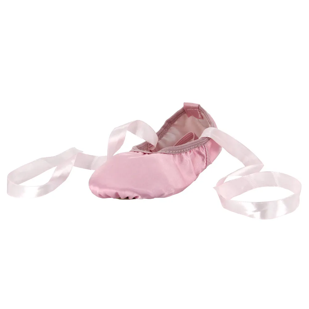 Girl's Ballet Slippers Ballerina Gymnastic Flats with Ribbons
