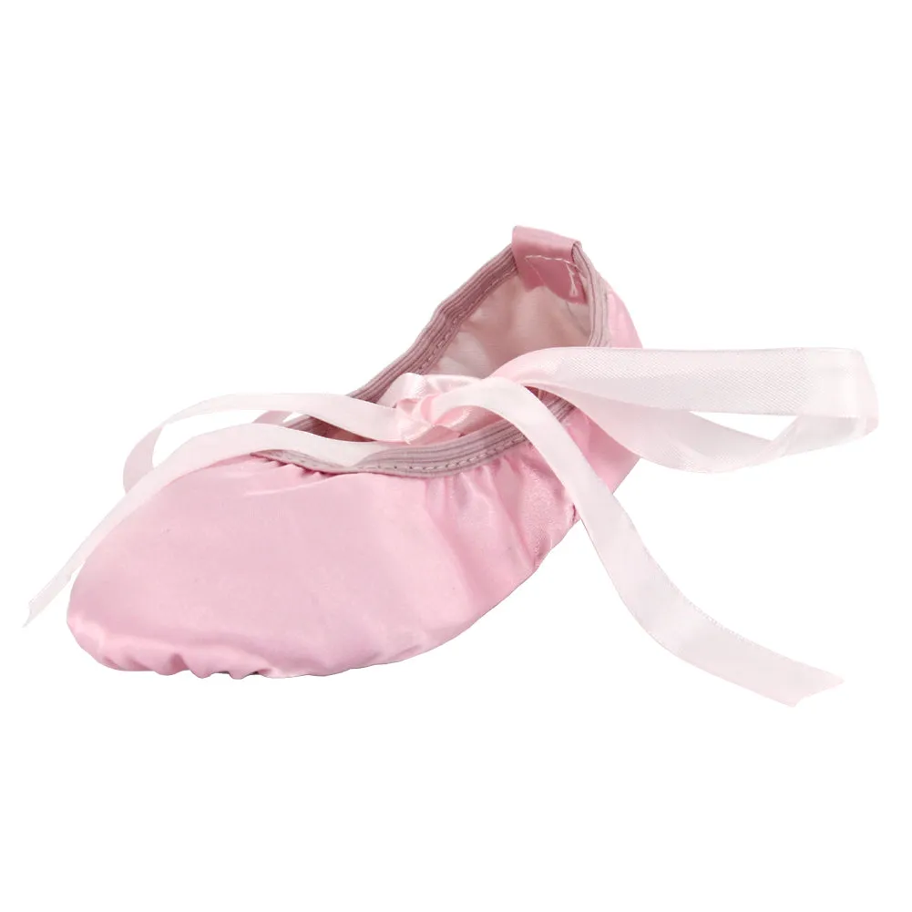 Girl's Ballet Slippers Ballerina Gymnastic Flats with Ribbons