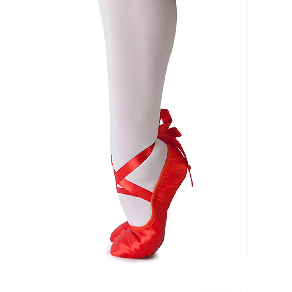 Girl's Ballet Slippers Ballerina Gymnastic Flats with Ribbons