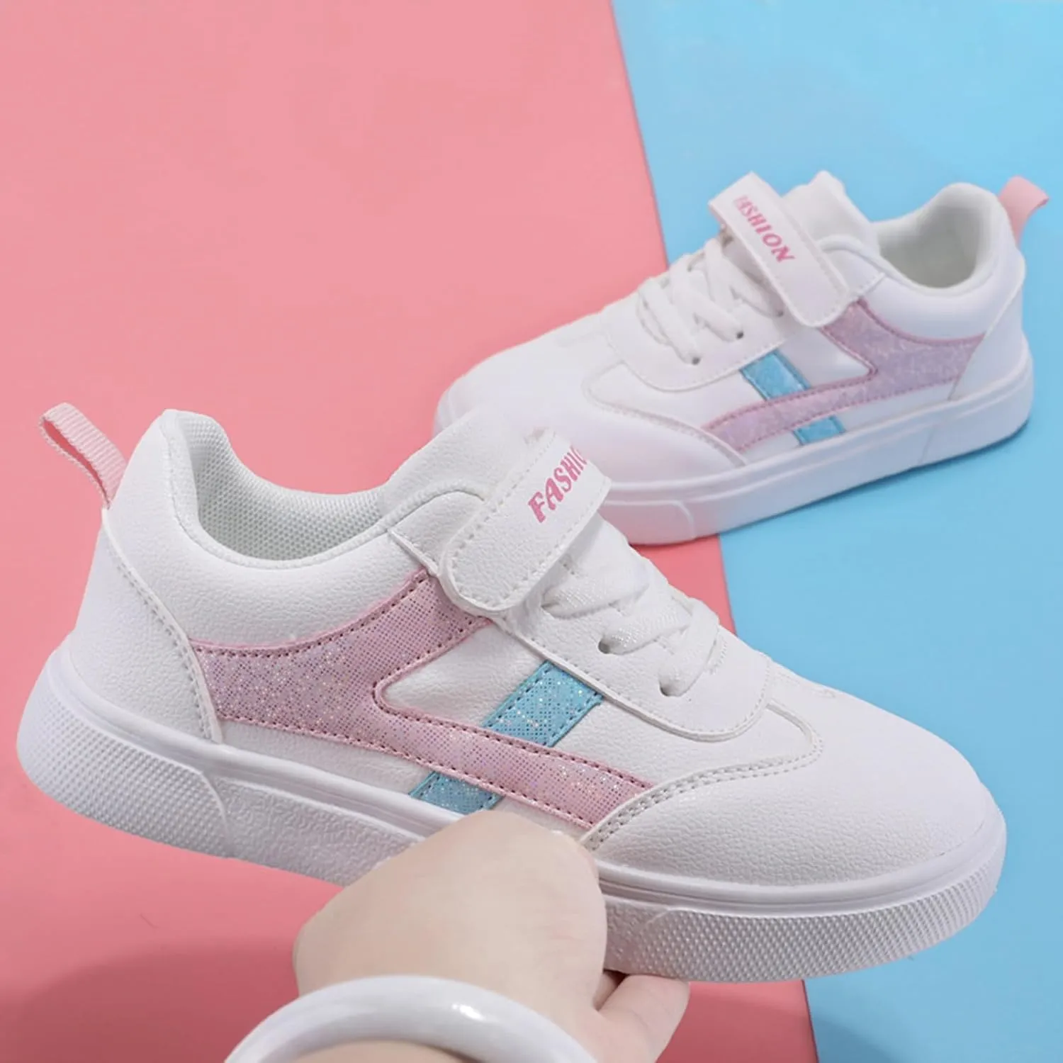 Girls Boys Fashion Sneakers Kids Casual Sneakers Adjustable Lightweight Unisex Kids Shoes