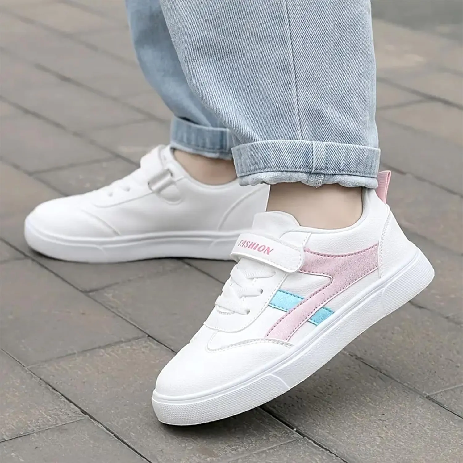 Girls Boys Fashion Sneakers Kids Casual Sneakers Adjustable Lightweight Unisex Kids Shoes