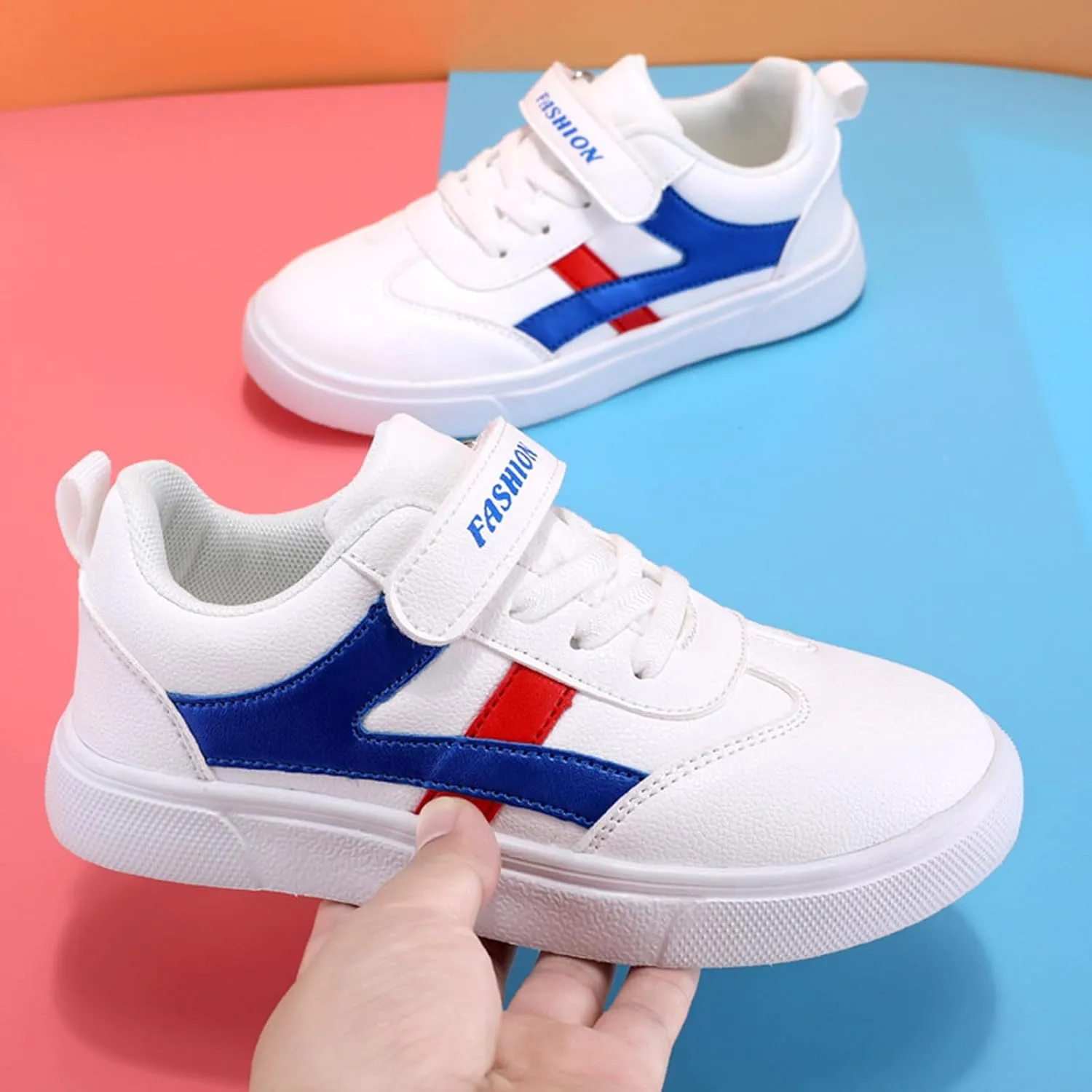 Girls Boys Fashion Sneakers Kids Casual Sneakers Adjustable Lightweight Unisex Kids Shoes