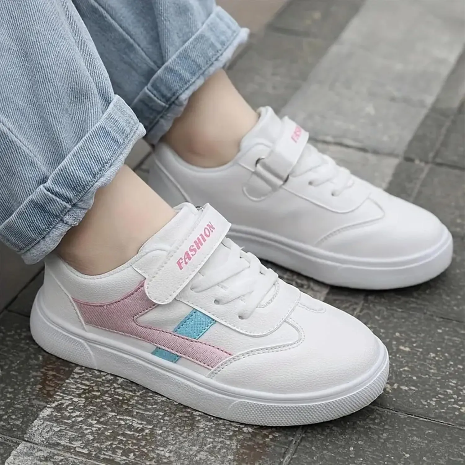 Girls Boys Fashion Sneakers Kids Casual Sneakers Adjustable Lightweight Unisex Kids Shoes