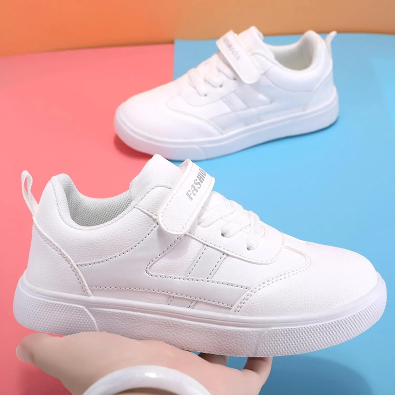 Girls Boys Fashion Sneakers Kids Casual Sneakers Adjustable Lightweight Unisex Kids Shoes
