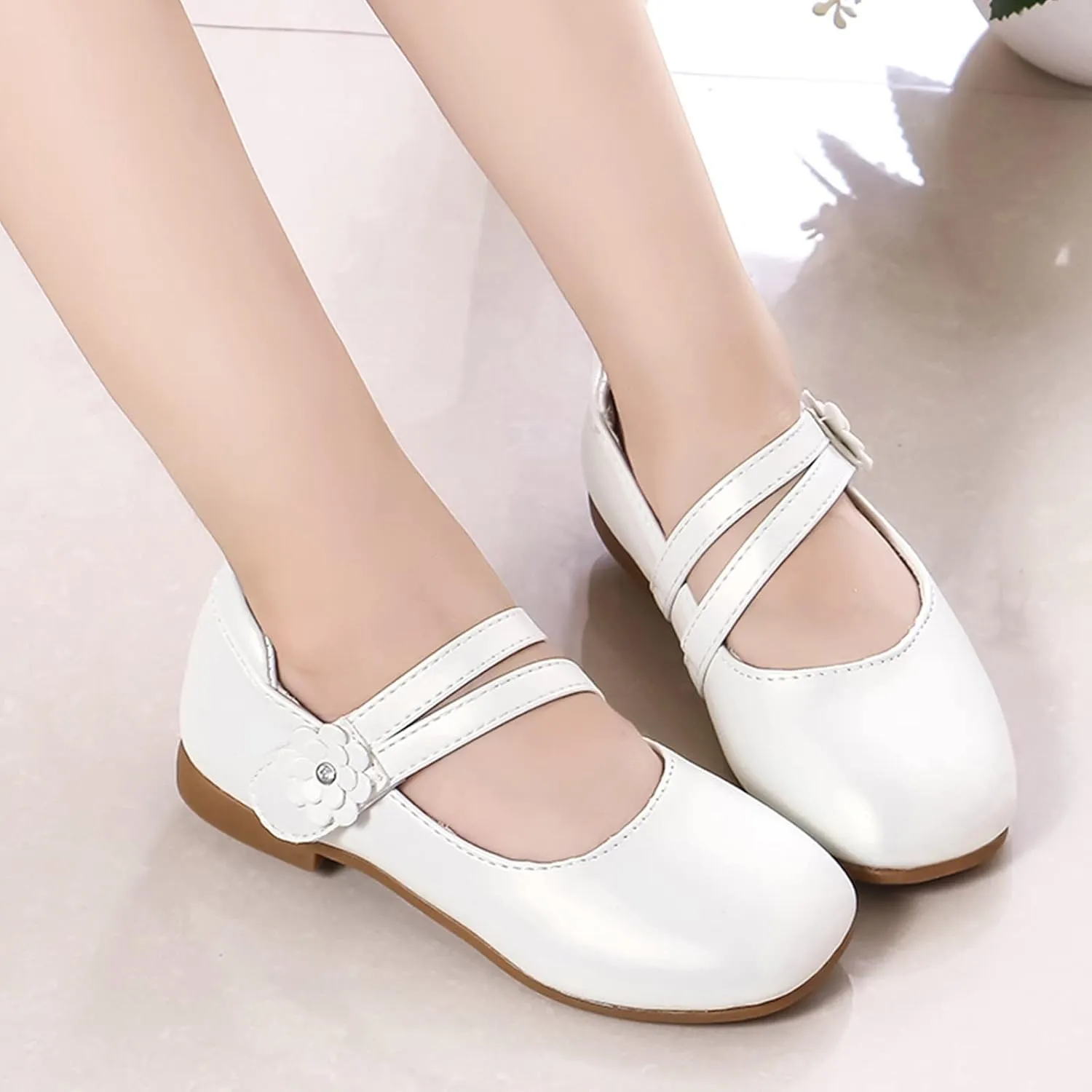 Girls Dress Shoes Flower Girl Little Kids Mary Jane Ballet Flats Flower Wedding Party Communion Shoes