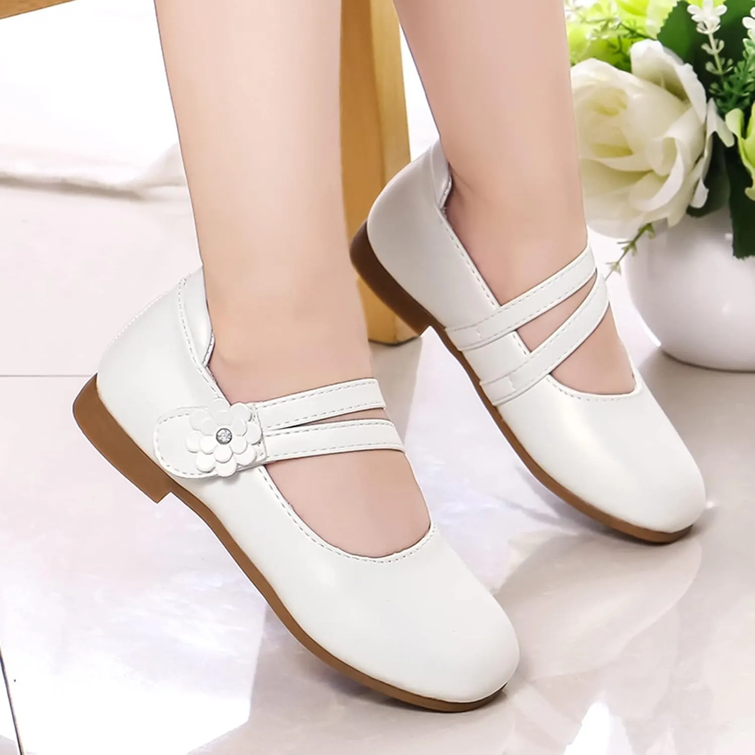 Girls Dress Shoes Flower Girl Little Kids Mary Jane Ballet Flats Flower Wedding Party Communion Shoes
