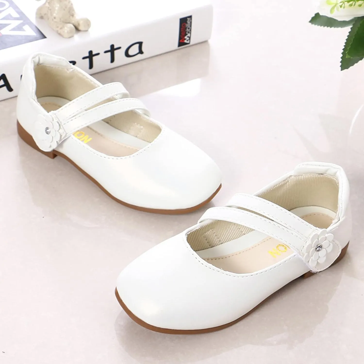 Girls Dress Shoes Flower Girl Little Kids Mary Jane Ballet Flats Flower Wedding Party Communion Shoes