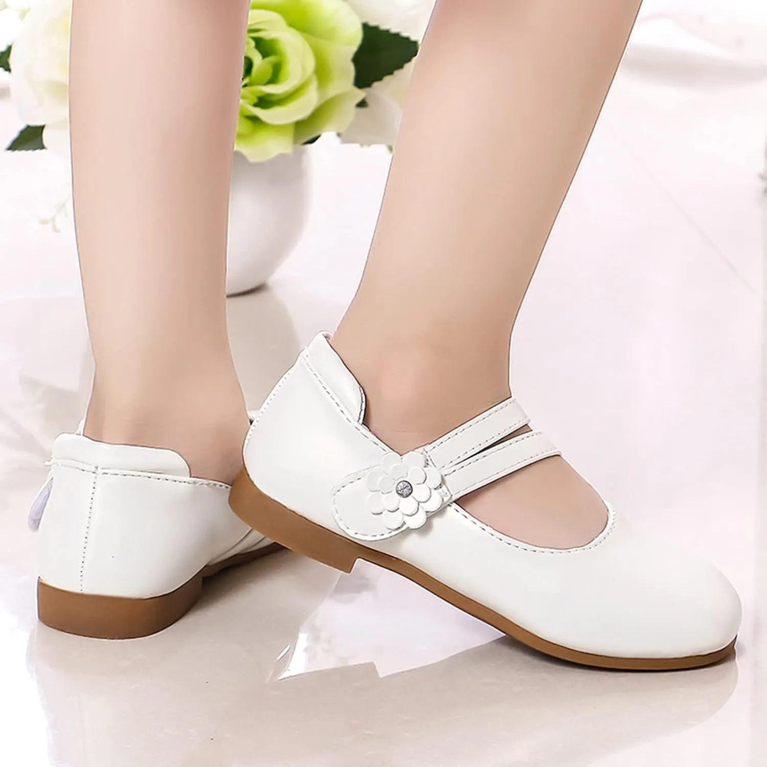 Girls Dress Shoes Flower Girl Little Kids Mary Jane Ballet Flats Flower Wedding Party Communion Shoes