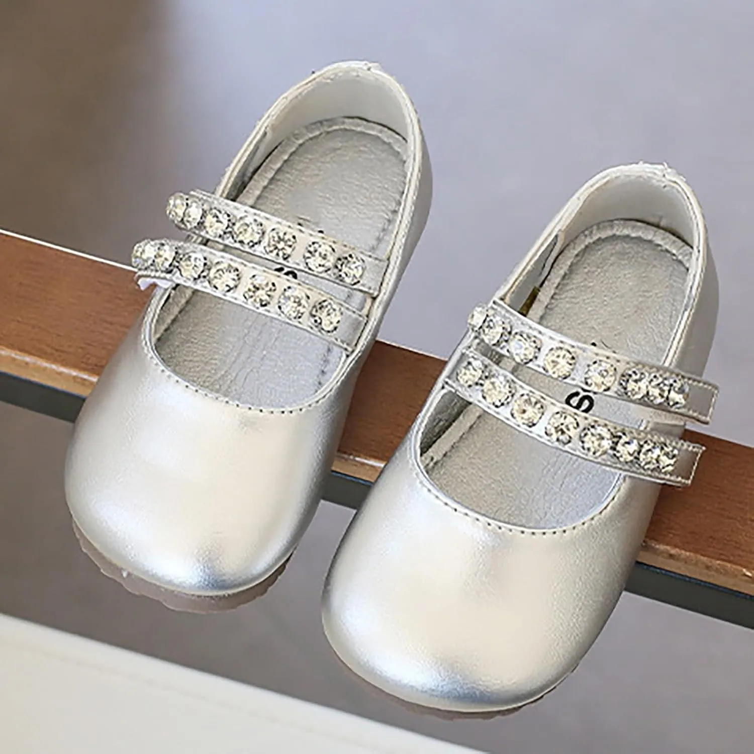 Girls Mary Jane Dress Shoes Pearl Toddler Little Girls Patent Leather Flats for Wedding Party School Princess Shoes