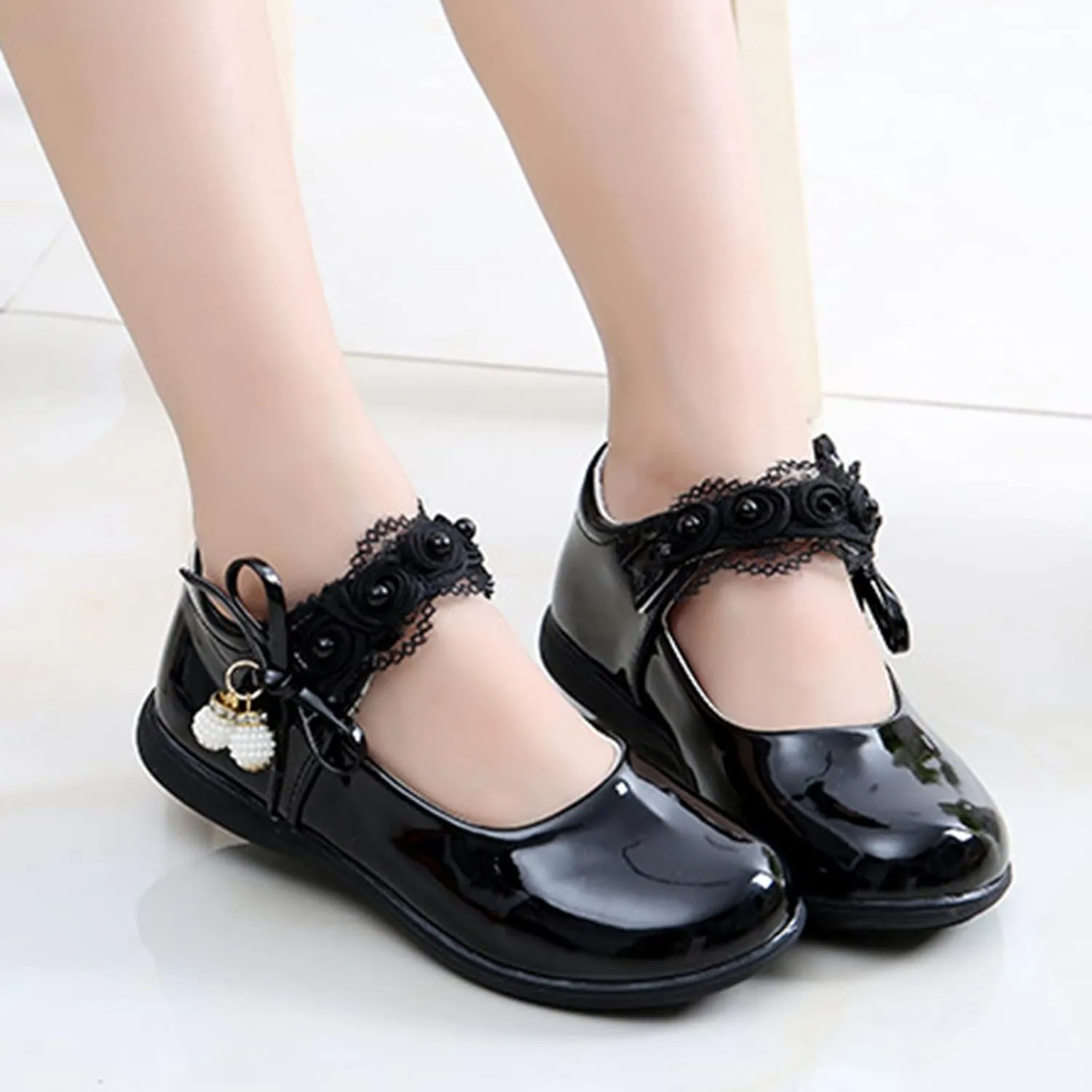 Girls Mary Jane Shoes School Kids Uniform Flat Ballet Strap Dress Formal Slip-On Shoes Performance Shoes Kids Shoes