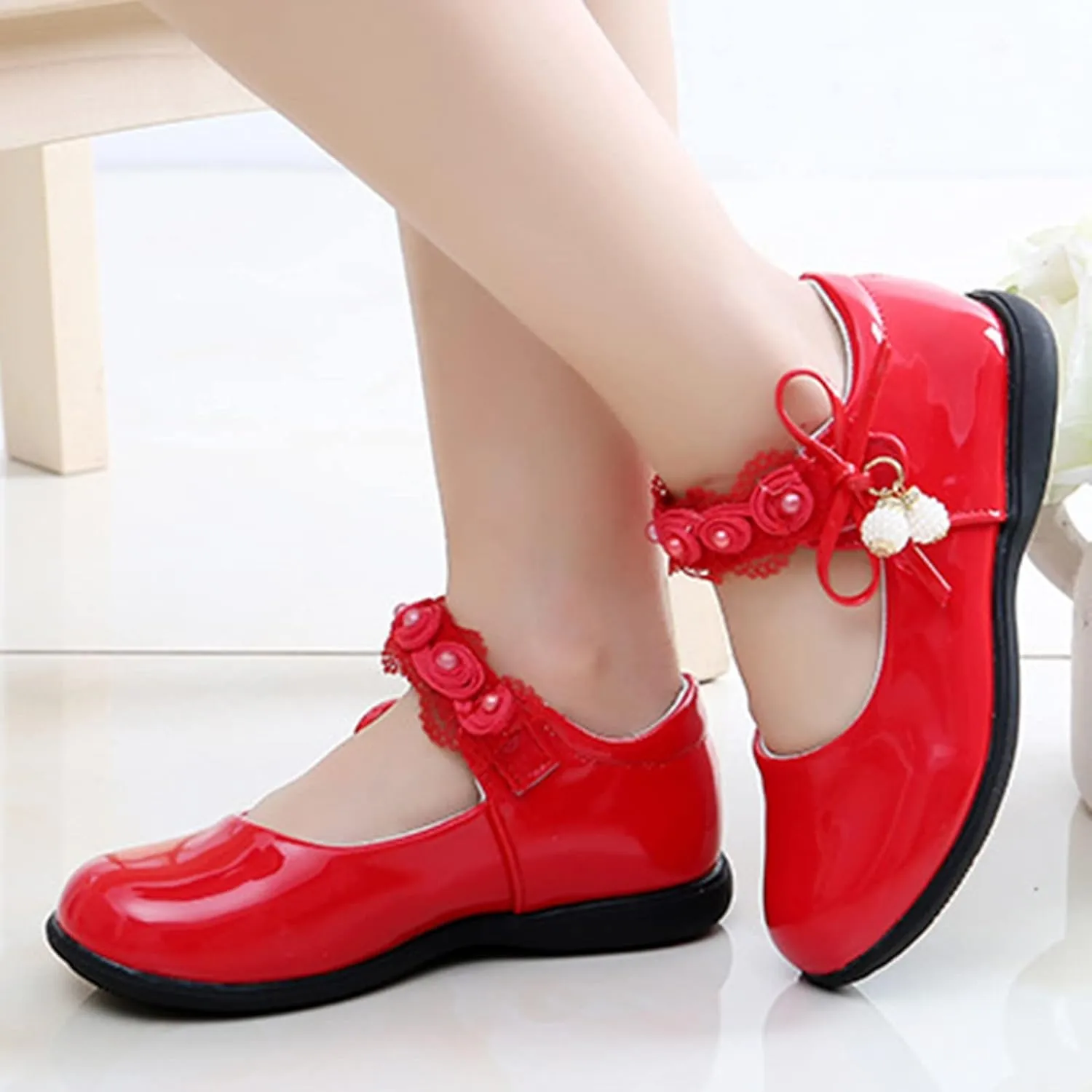 Girls Mary Jane Shoes School Kids Uniform Flat Ballet Strap Dress Formal Slip-On Shoes Performance Shoes Kids Shoes