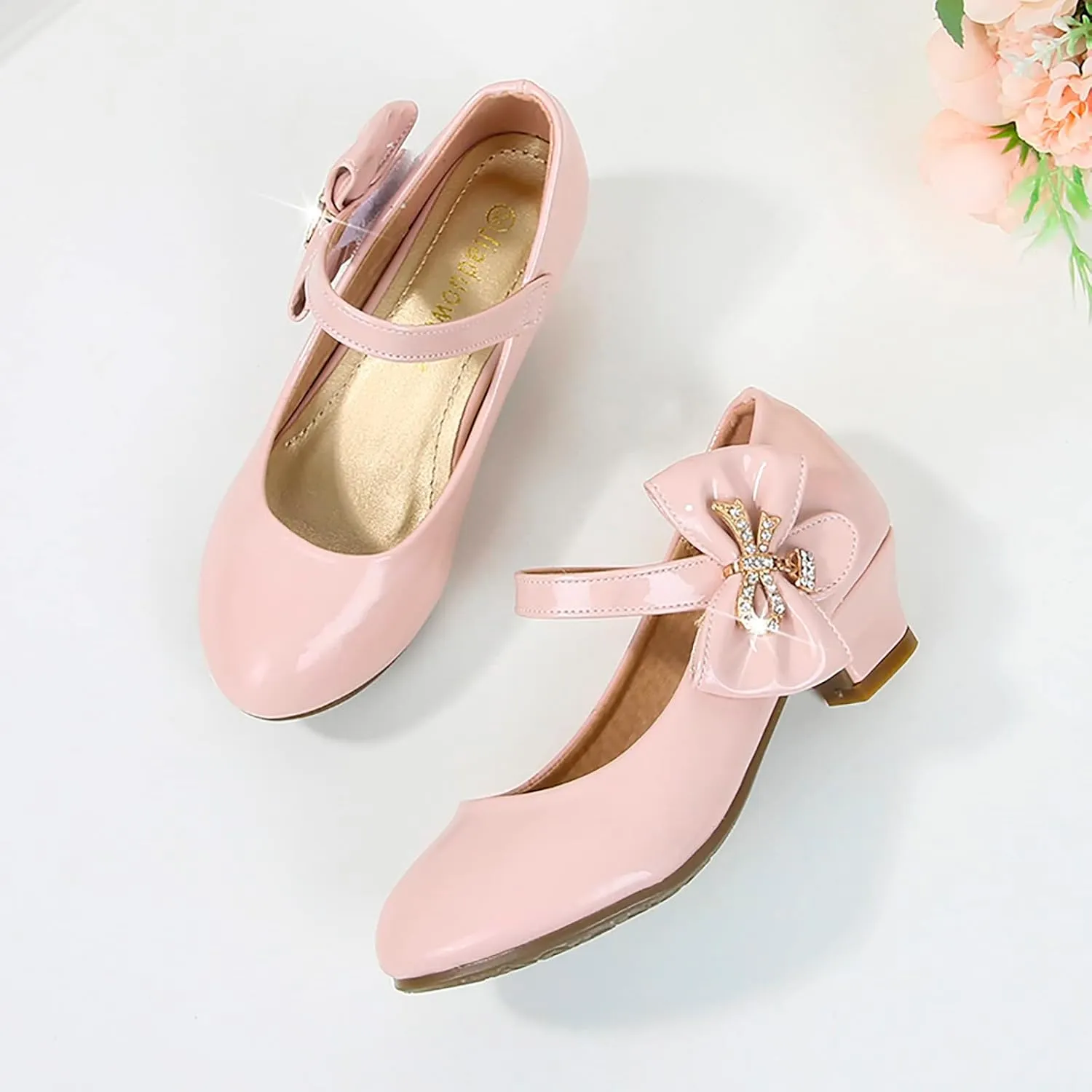Girls Patent Leather Dress Shoes Low Heels Toddler Mary Jane Shoes Flower Girl Shoes for Little Girls Dress Shoes