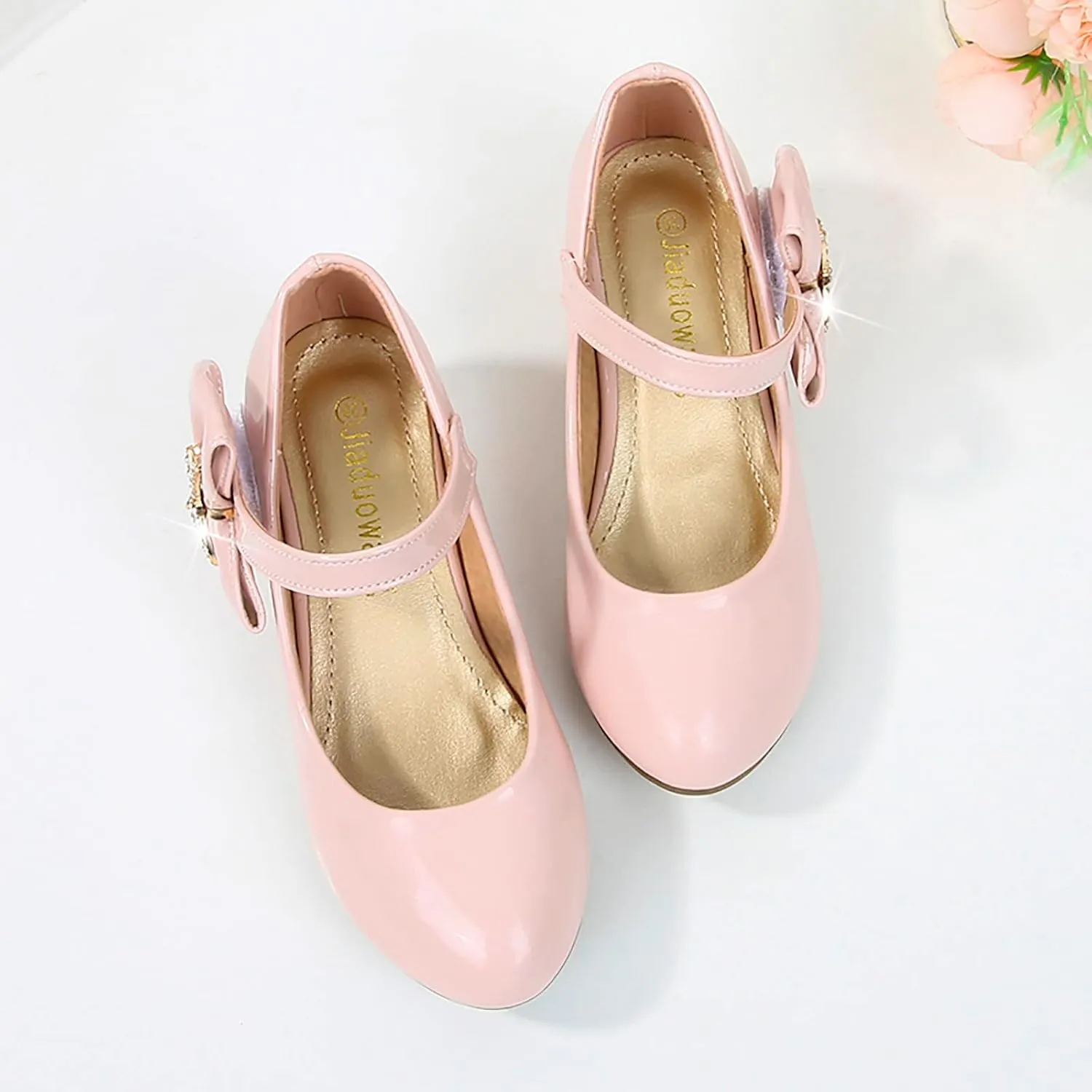 Girls Patent Leather Dress Shoes Low Heels Toddler Mary Jane Shoes Flower Girl Shoes for Little Girls Dress Shoes