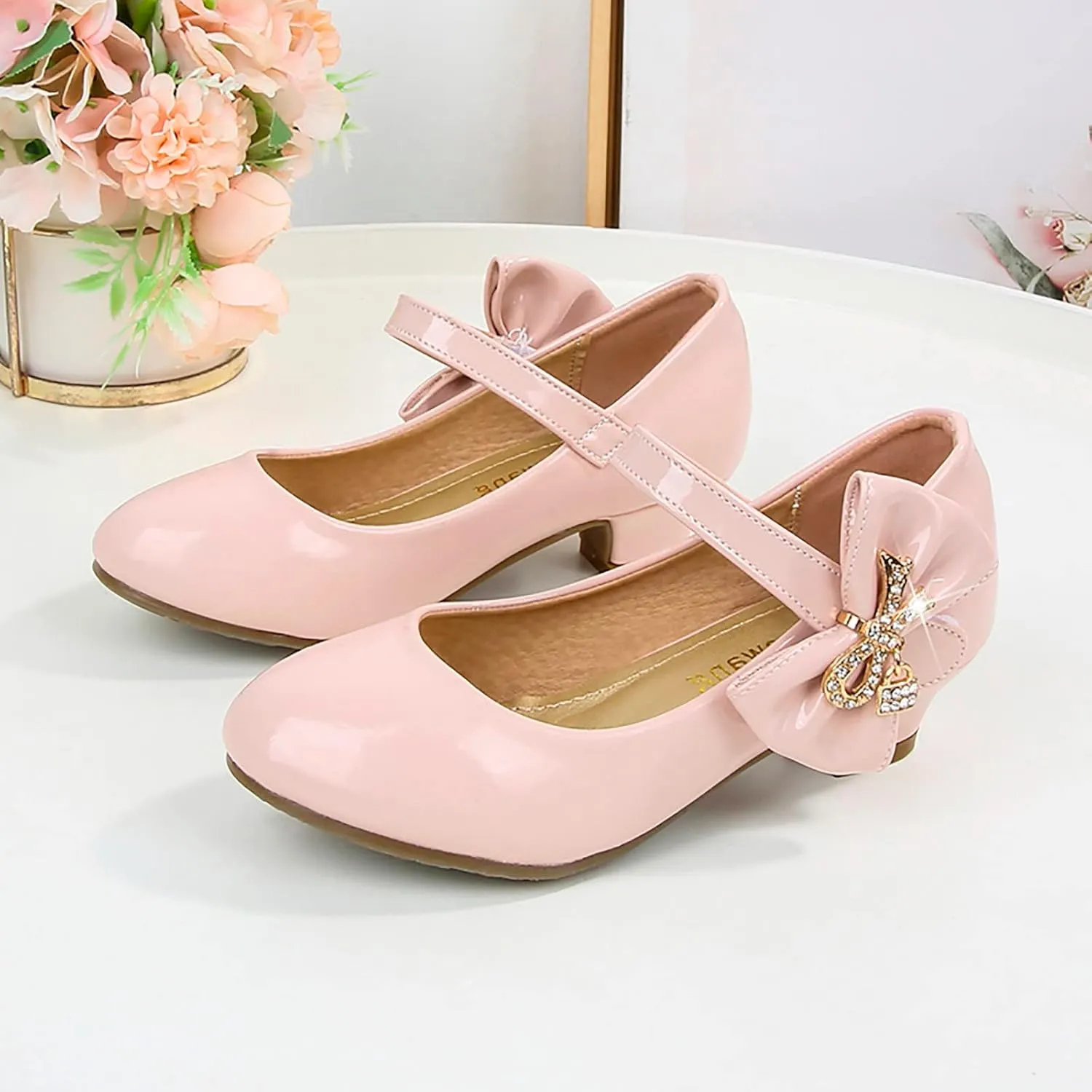 Girls Patent Leather Dress Shoes Low Heels Toddler Mary Jane Shoes Flower Girl Shoes for Little Girls Dress Shoes