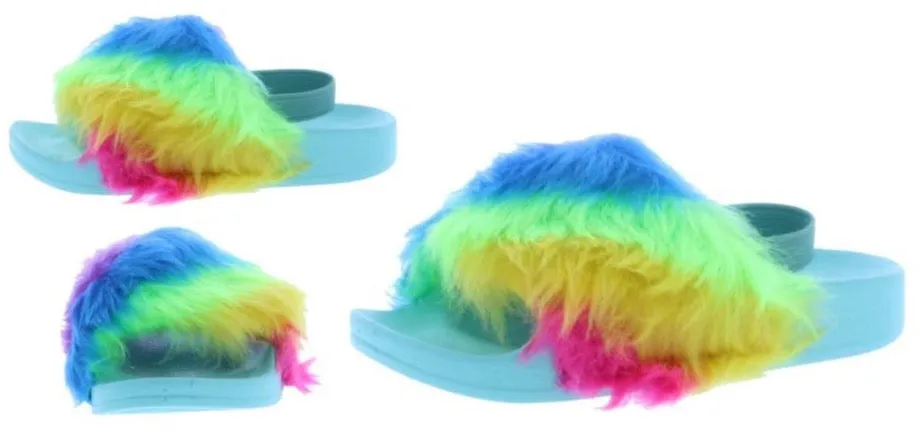 Girls Rubber Slipper with Fur