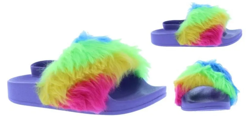 Girls Rubber Slipper with Fur