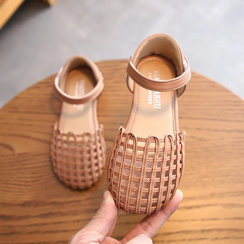 Girls' Summer Woven Closed Toe Sandals