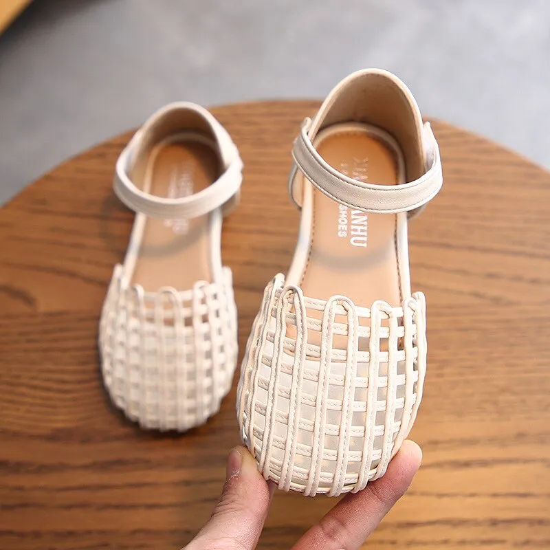 Girls' Summer Woven Closed Toe Sandals