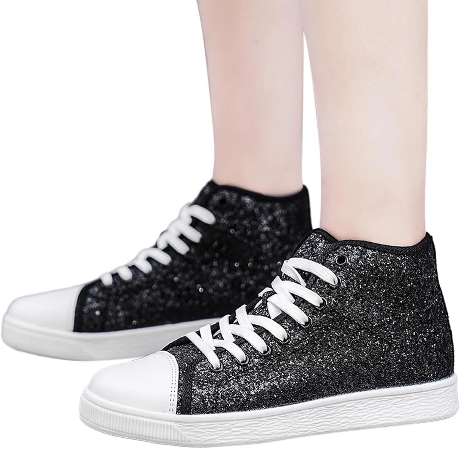 Glitter Sneakers for Women Women's Bling Sneakers Rhinestone Sneakers Shoe Glitter Fashion High Top Platform Tennis Shoes