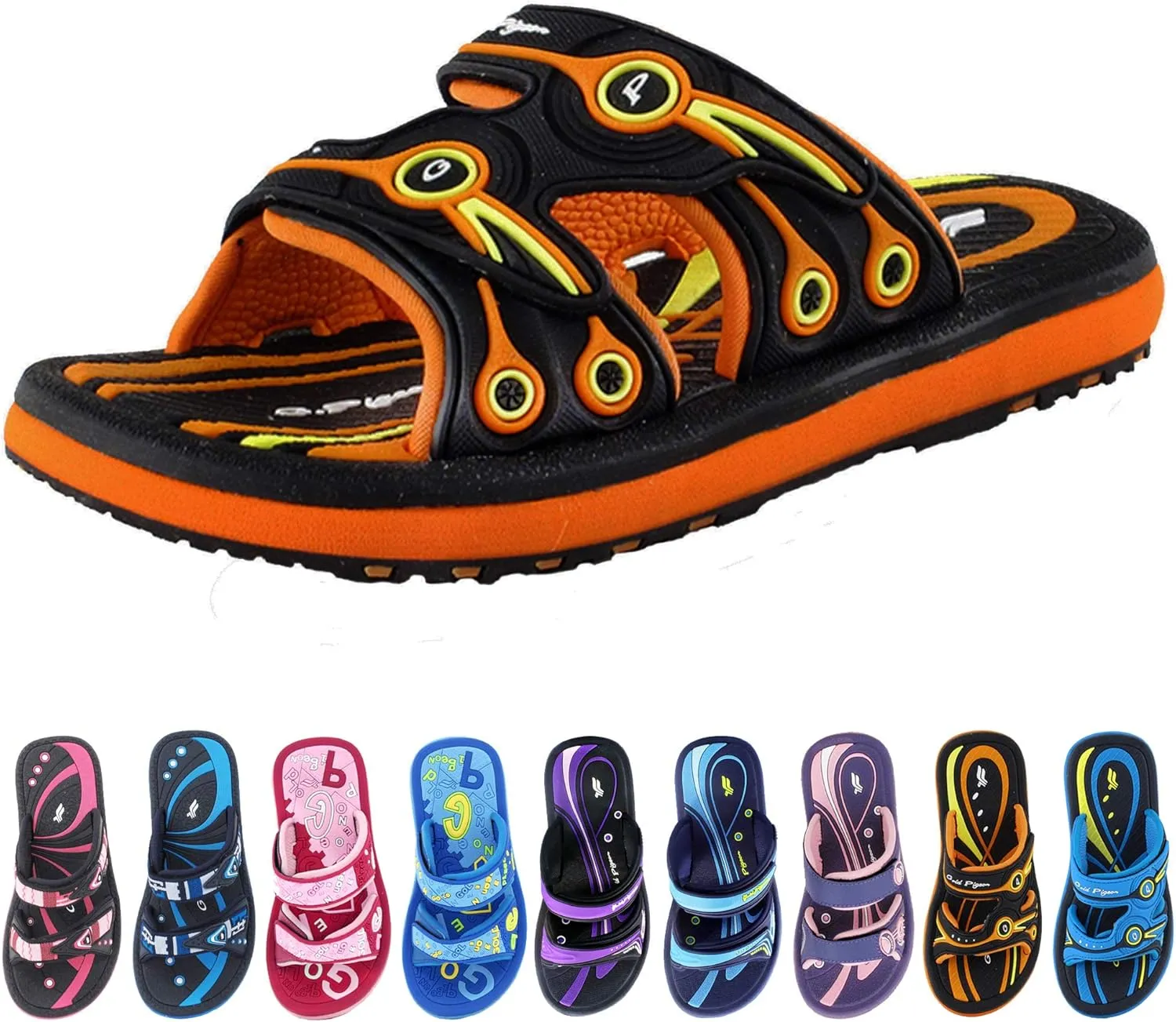 Gold Pigeon Shoes KIDS Easy Snap Lock Outdoor/Water Sandals & Slides. Adjustable Straps
