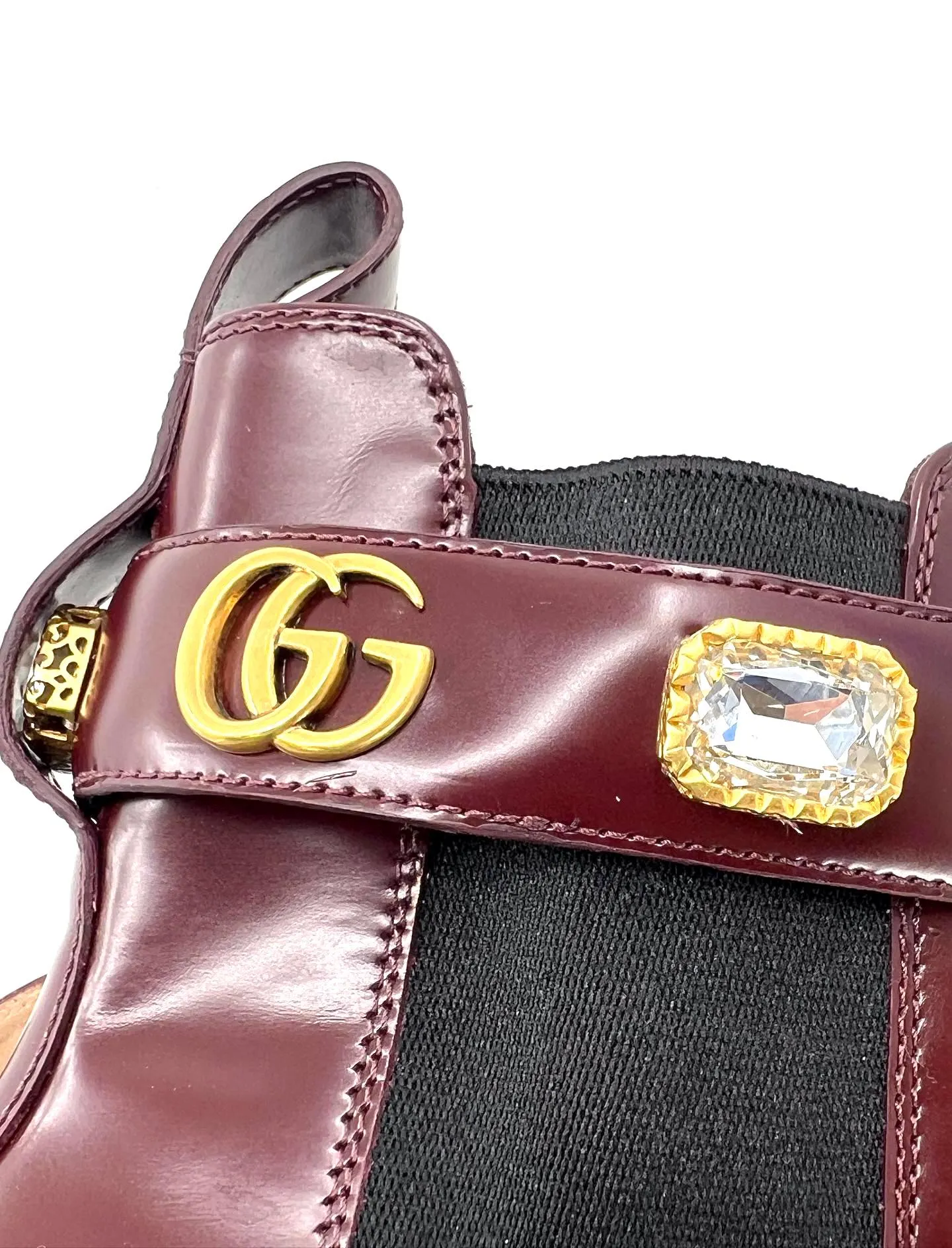 GUCCI GG CRYSTAL TRIP LEATHER CHELSEA ANKLE BOOTS