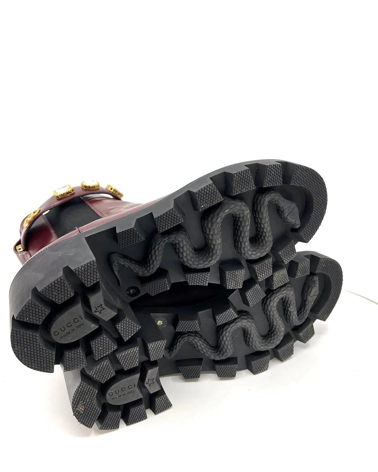 GUCCI GG CRYSTAL TRIP LEATHER CHELSEA ANKLE BOOTS