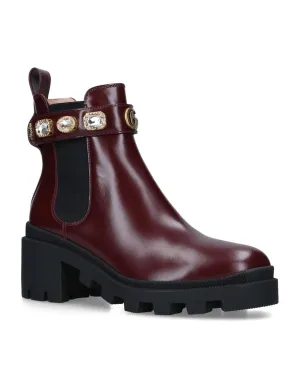 GUCCI GG CRYSTAL TRIP LEATHER CHELSEA ANKLE BOOTS