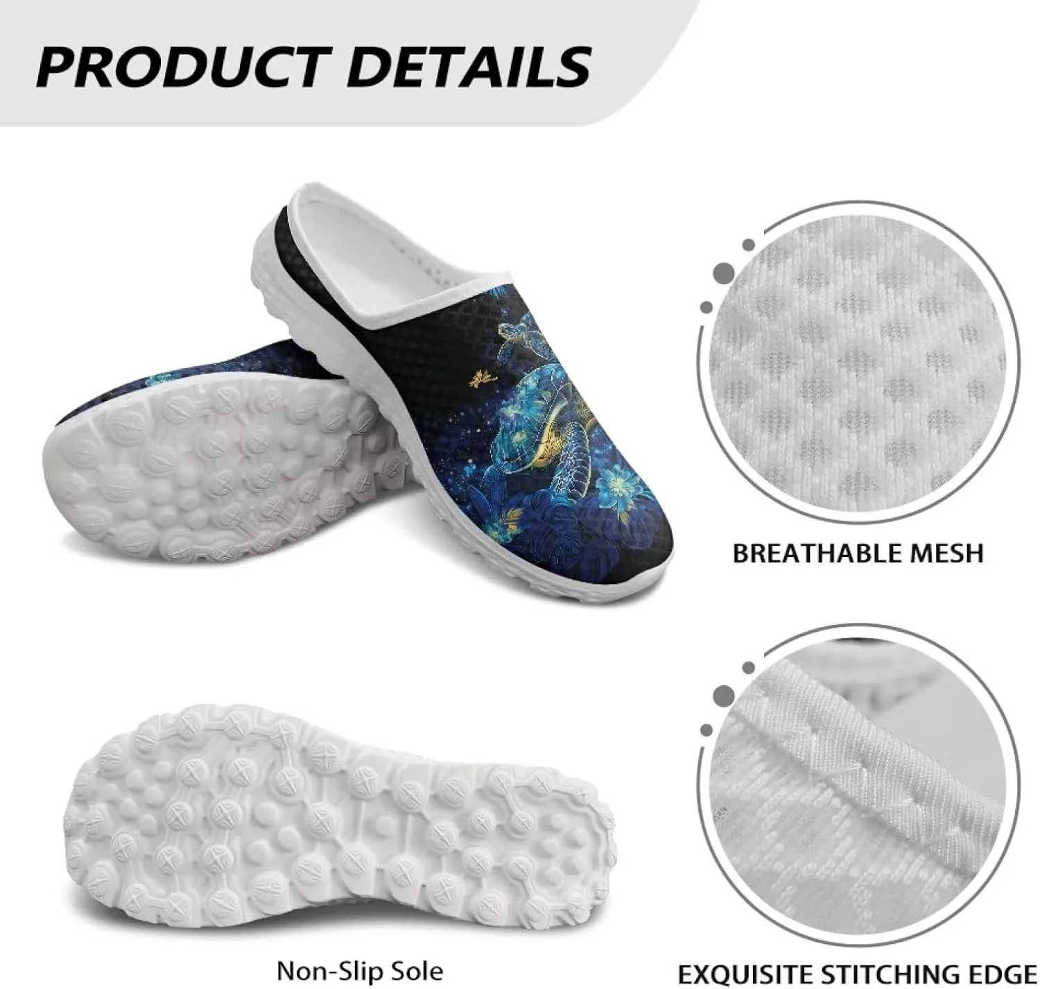 Half-Shoe Slippers Casual Sports Shoes Slip-On Walking Mules with Indoor Outdoor Anti-Skid Sole for Women