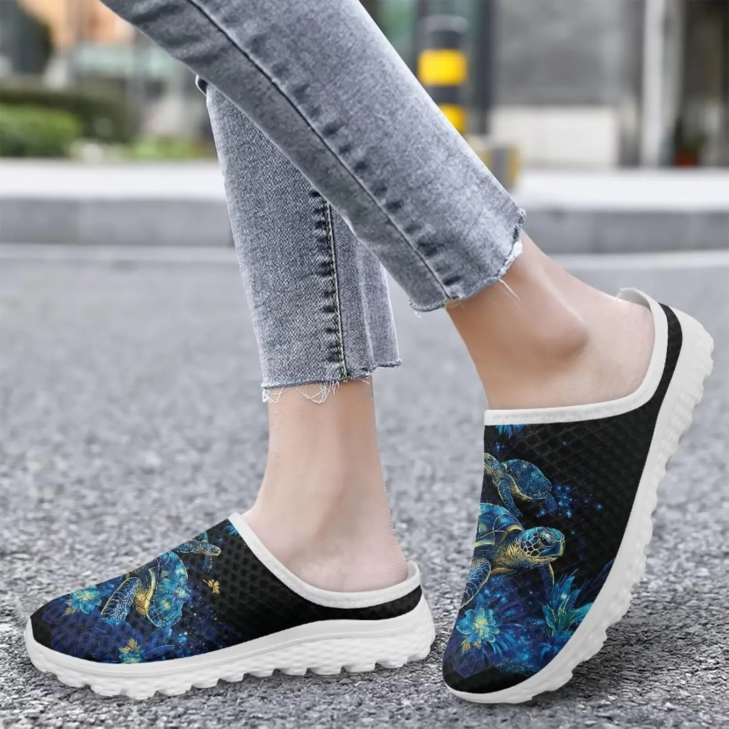 Half-Shoe Slippers Casual Sports Shoes Slip-On Walking Mules with Indoor Outdoor Anti-Skid Sole for Women