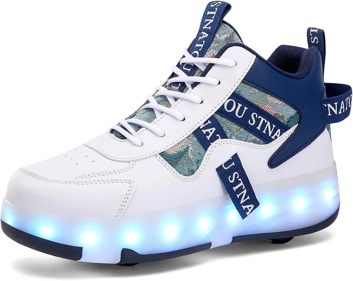 HHSTS Roller Skate Shoes for Kids Upgraded 16 LED Model 4-Wheels Light up Boys Girls High Top Fashion Sneakers for Child Christmas Birthday New Year Gifts