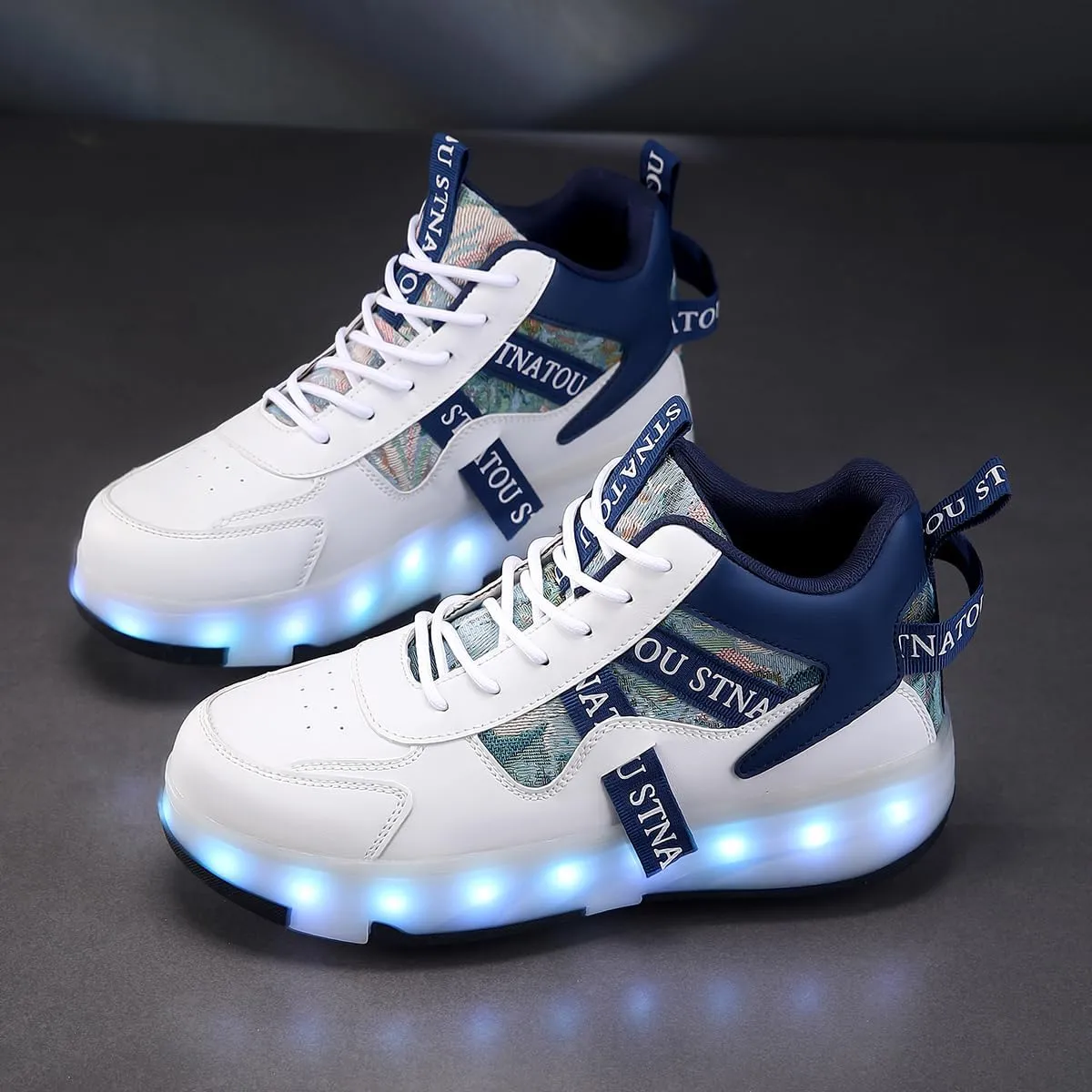 HHSTS Roller Skate Shoes for Kids Upgraded 16 LED Model 4-Wheels Light up Boys Girls High Top Fashion Sneakers for Child Christmas Birthday New Year Gifts