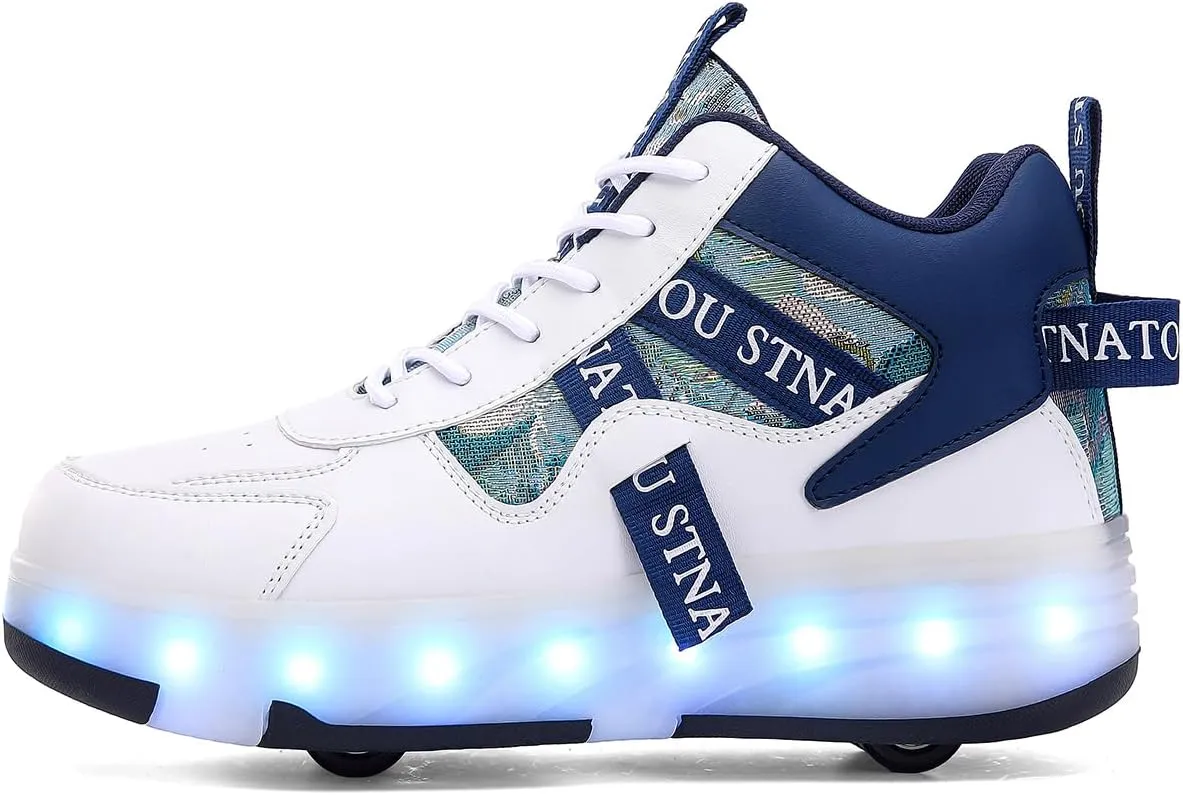 HHSTS Roller Skate Shoes for Kids Upgraded 16 LED Model 4-Wheels Light up Boys Girls High Top Fashion Sneakers for Child Christmas Birthday New Year Gifts