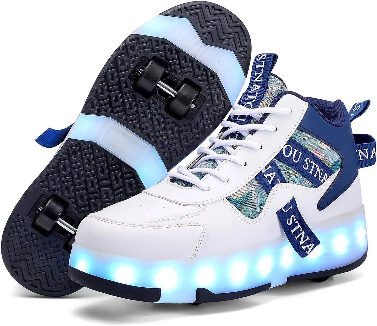 HHSTS Roller Skate Shoes for Kids Upgraded 16 LED Model 4-Wheels Light up Boys Girls High Top Fashion Sneakers for Child Christmas Birthday New Year Gifts