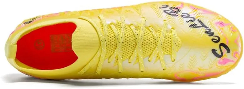 High-end Seamless Large Size Grass Men's Soccer Spikes Professional Soccer Shoes Broken Spikes Ground high top Non-Slip Wider Training Grass Outdoor Sports Shoes