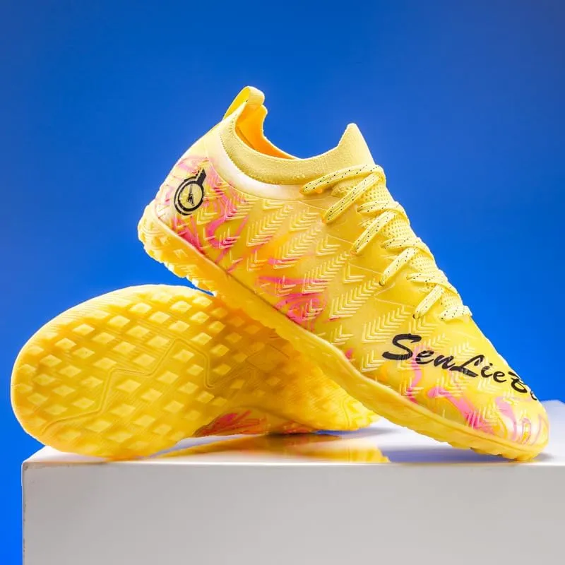 High-end Seamless Large Size Grass Men's Soccer Spikes Professional Soccer Shoes Broken Spikes Ground high top Non-Slip Wider Training Grass Outdoor Sports Shoes