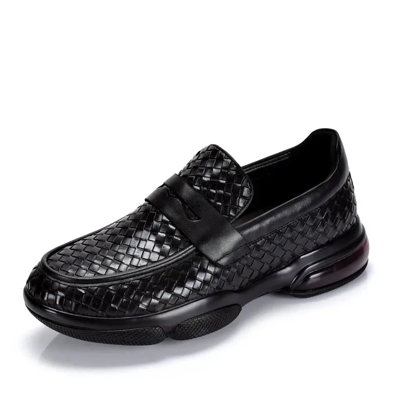 High-End Woven Leather Loafers