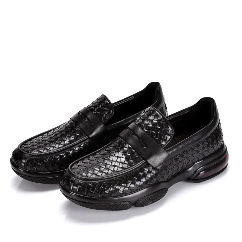 High-End Woven Leather Loafers