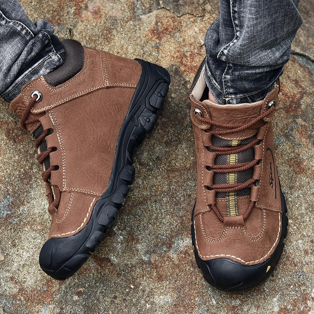 Hiking Shoes for Men Waterproof Non-Slip Durable Outdoor Travel High top Shoes Comfort Black/Brown
