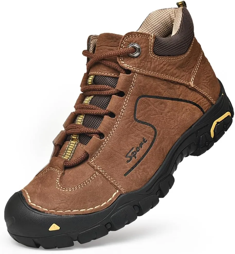 Hiking Shoes for Men Waterproof Non-Slip Durable Outdoor Travel High top Shoes Comfort Black/Brown