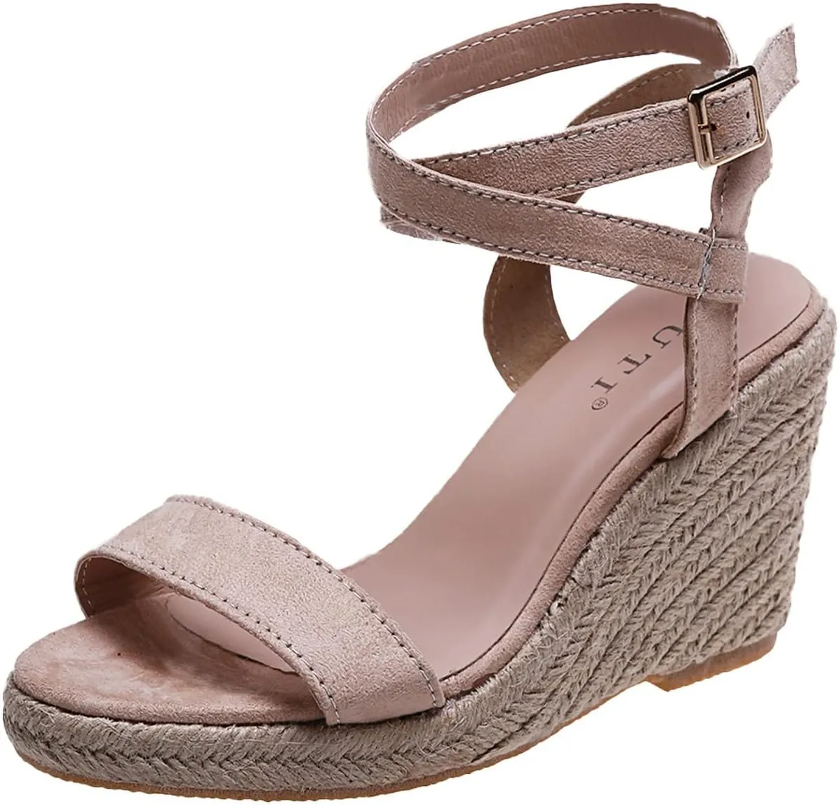 HINDOLA Womens Open Toe Espadrilles Dressy Platform Sandals Buckle Ankle Strap Summer Stylish Wedges Sandals