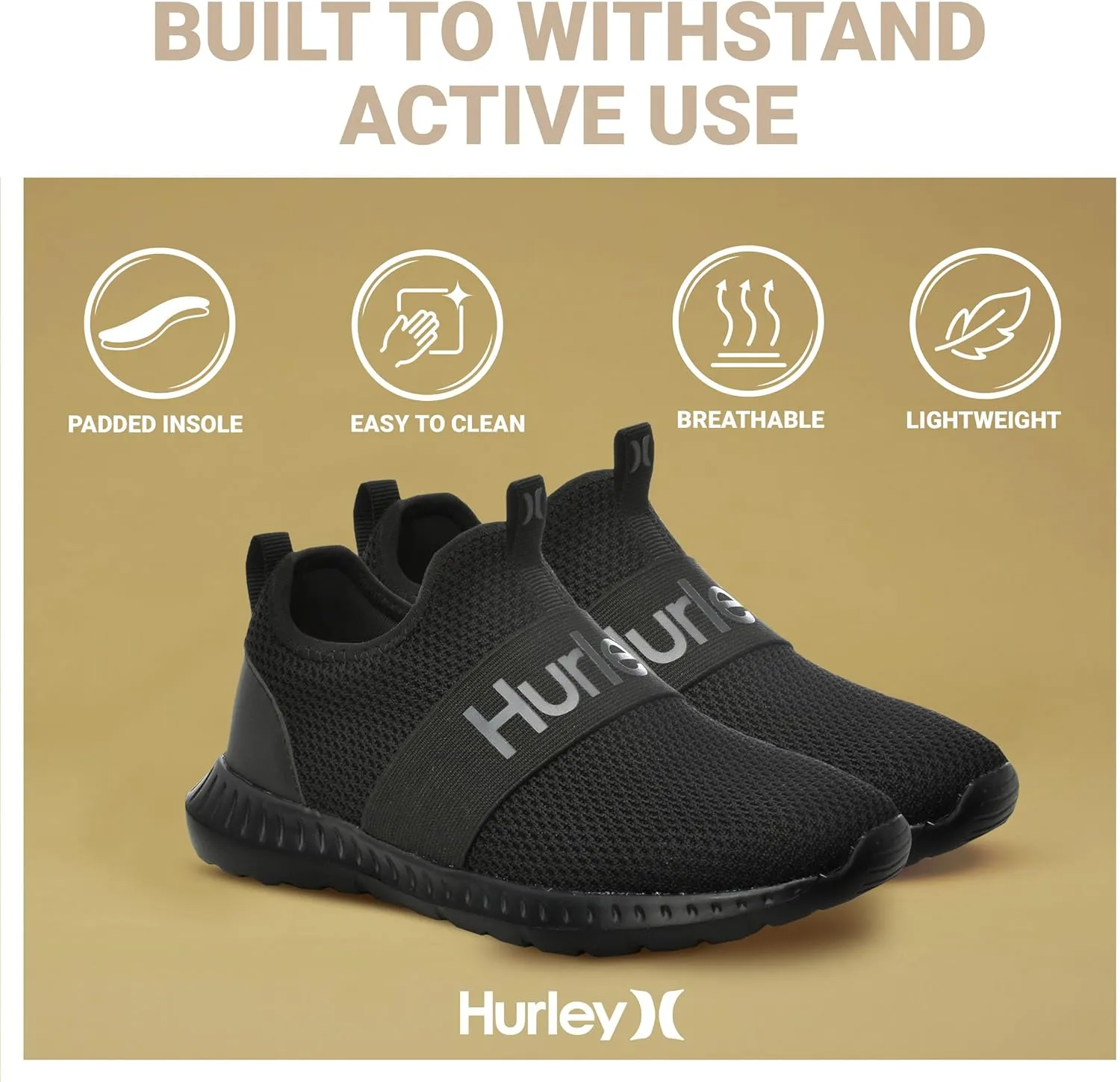 Hurley Camby Kids Slip On Canvas Sneakers – Low Cut Skateboarding Shoes for Kids, Running, Walking, Breathable Sports Shoes for Boys and Girls
