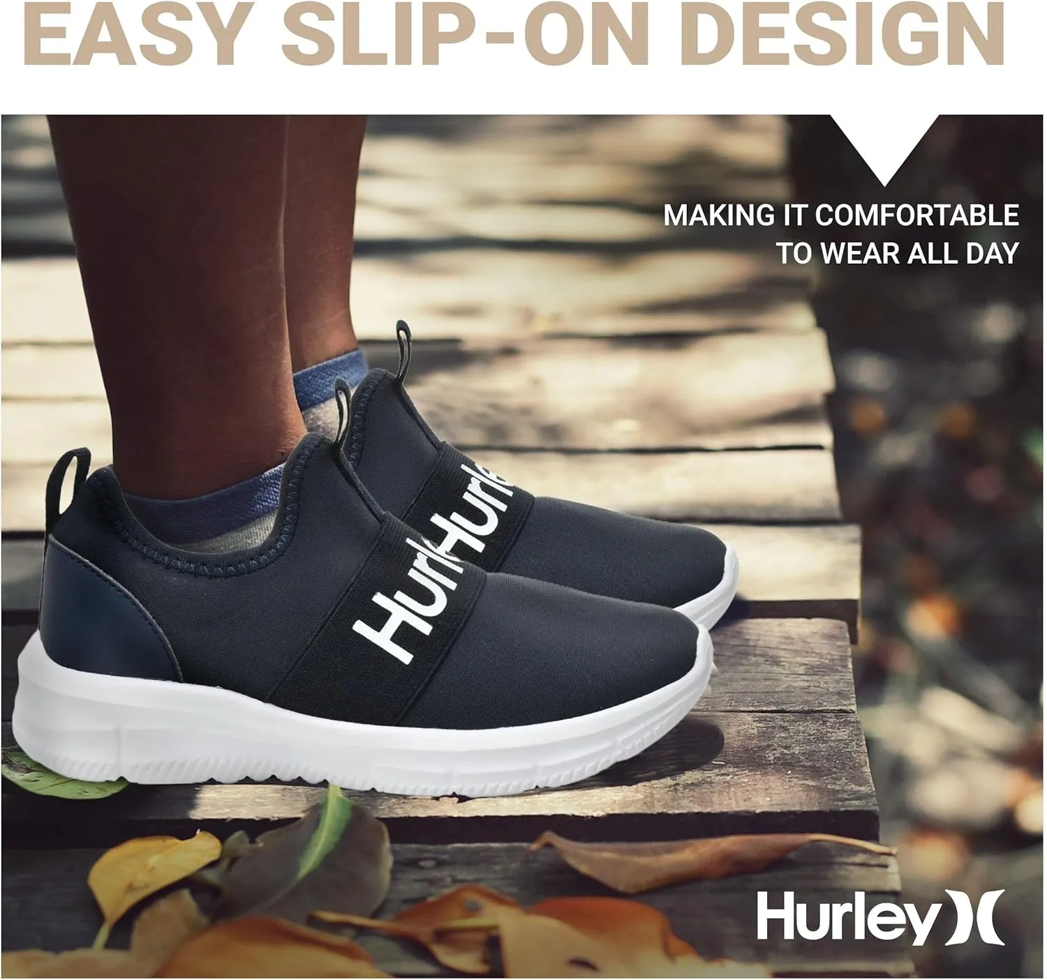 Hurley Camby Kids Slip On Canvas Sneakers  Low Cut Skateboarding Shoes for Kids, Running, Walking, Breathable Sports Shoes for Boys and Girls