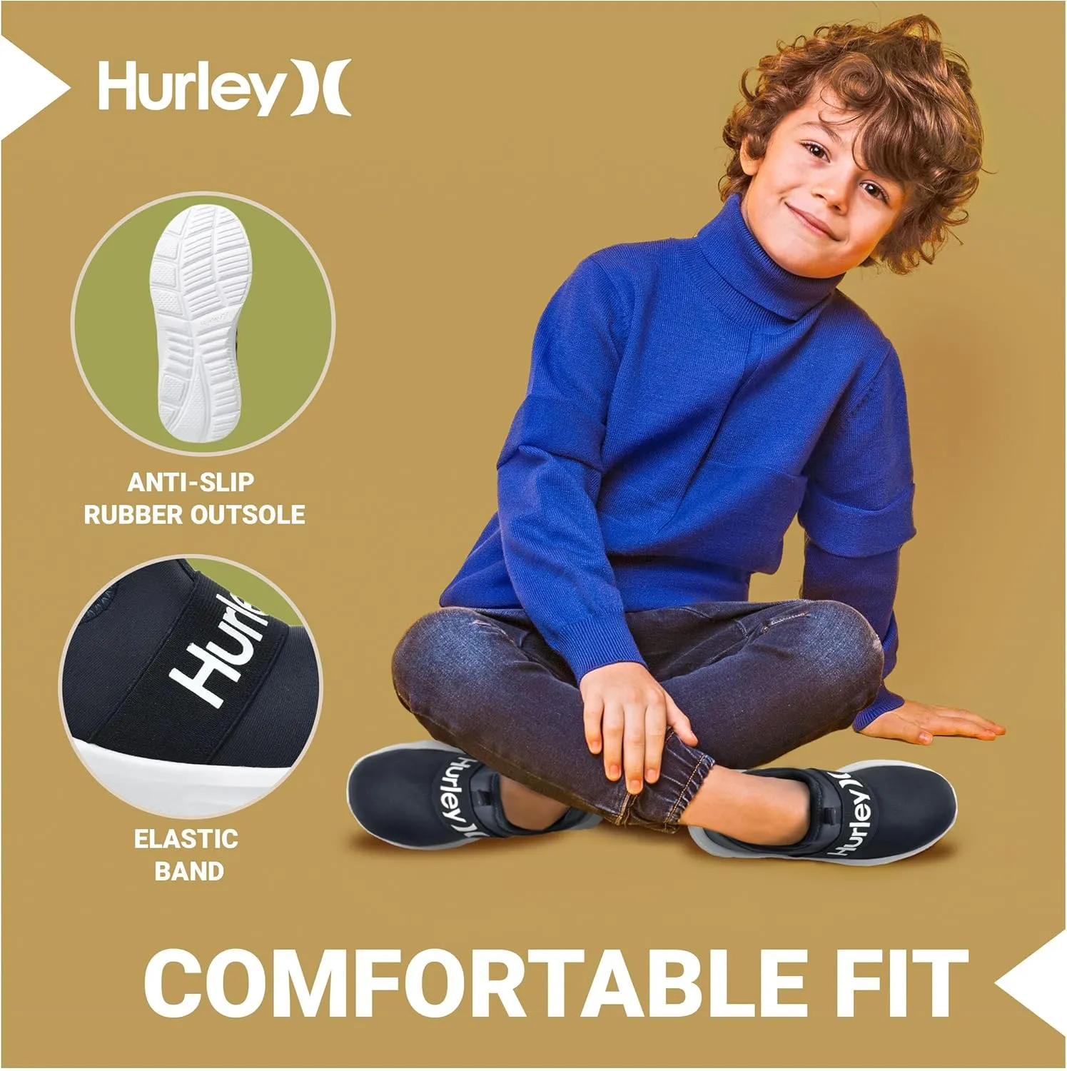 Hurley Camby Kids Slip On Canvas Sneakers  Low Cut Skateboarding Shoes for Kids, Running, Walking, Breathable Sports Shoes for Boys and Girls