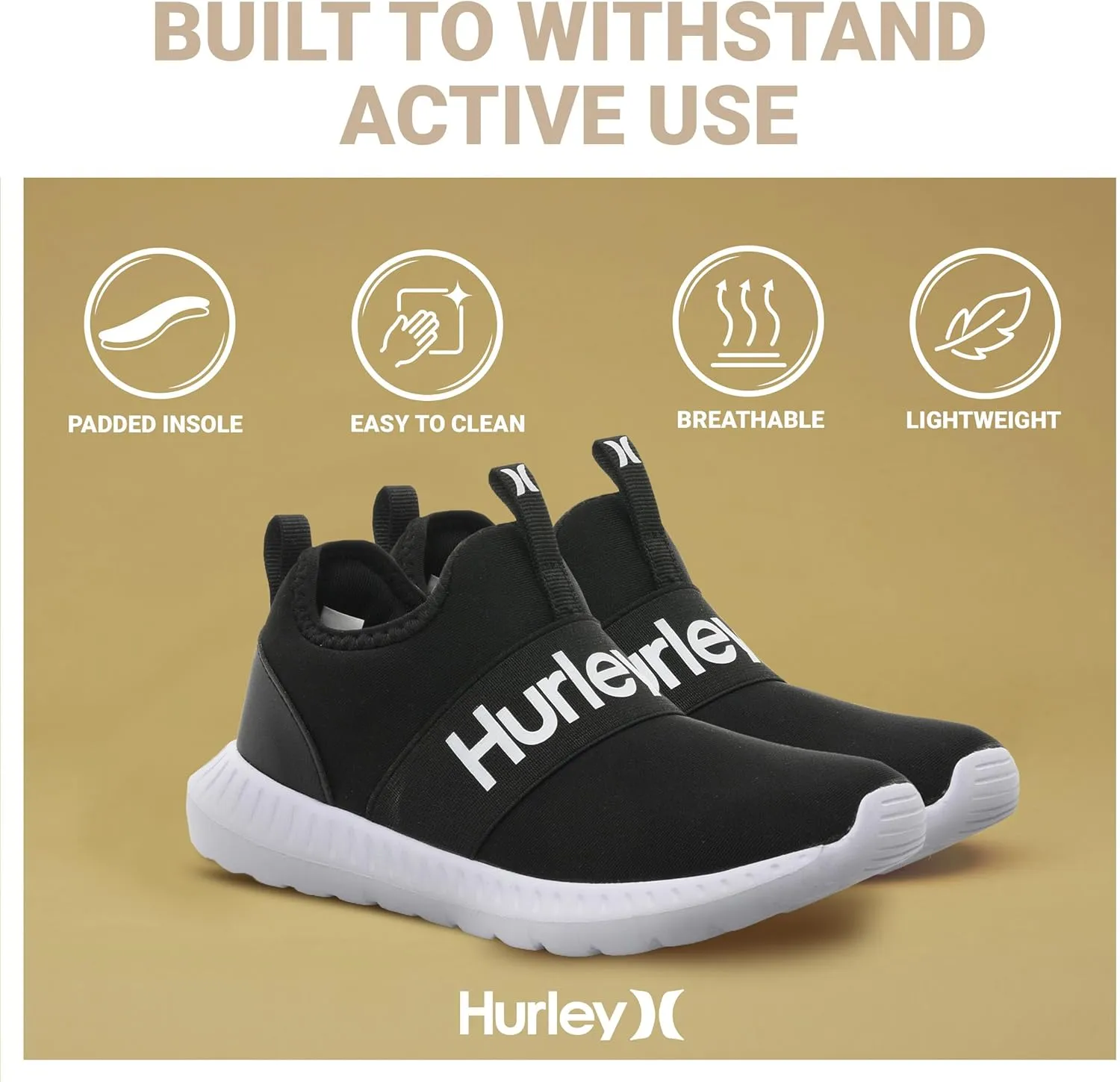 Hurley Camby Kids Slip On Canvas Sneakers  Low Cut Skateboarding Shoes for Kids, Running, Walking, Breathable Sports Shoes for Boys and Girls