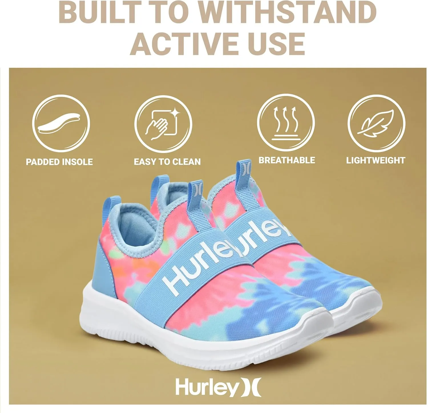 Hurley Camby Kids Slip On Canvas Sneakers  Low Cut Skateboarding Shoes for Kids, Running, Walking, Breathable Sports Shoes for Boys and Girls