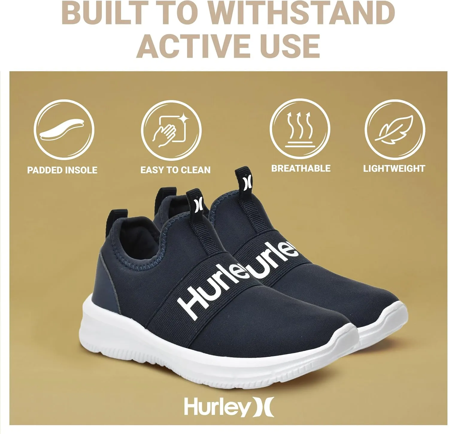 Hurley Camby Kids Slip On Canvas Sneakers  Low Cut Skateboarding Shoes for Kids, Running, Walking, Breathable Sports Shoes for Boys and Girls