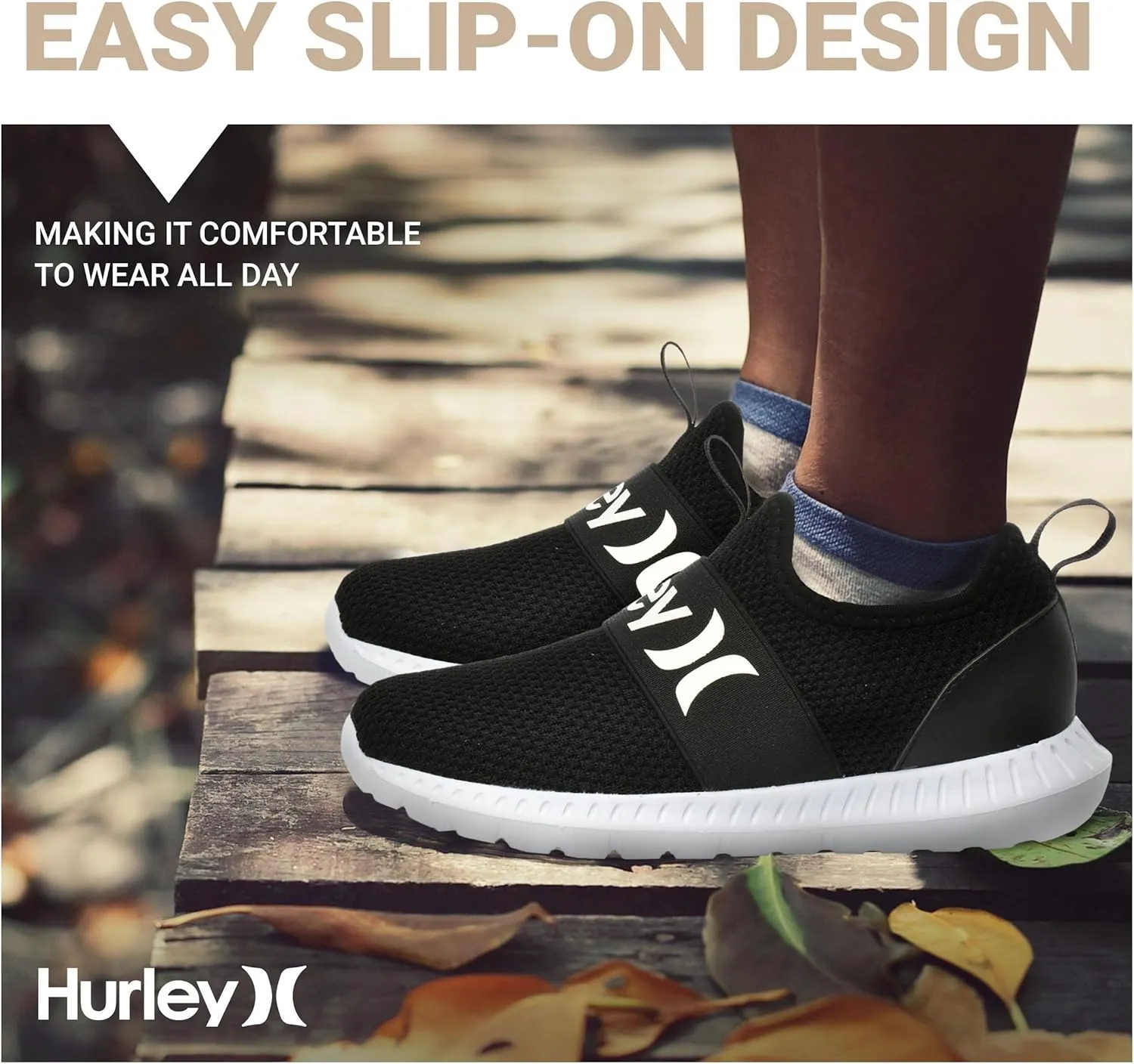 Hurley Camby Kids Slip On Canvas Sneakers  Low Cut Skateboarding Shoes for Kids, Running, Walking, Breathable Sports Shoes for Boys and Girls